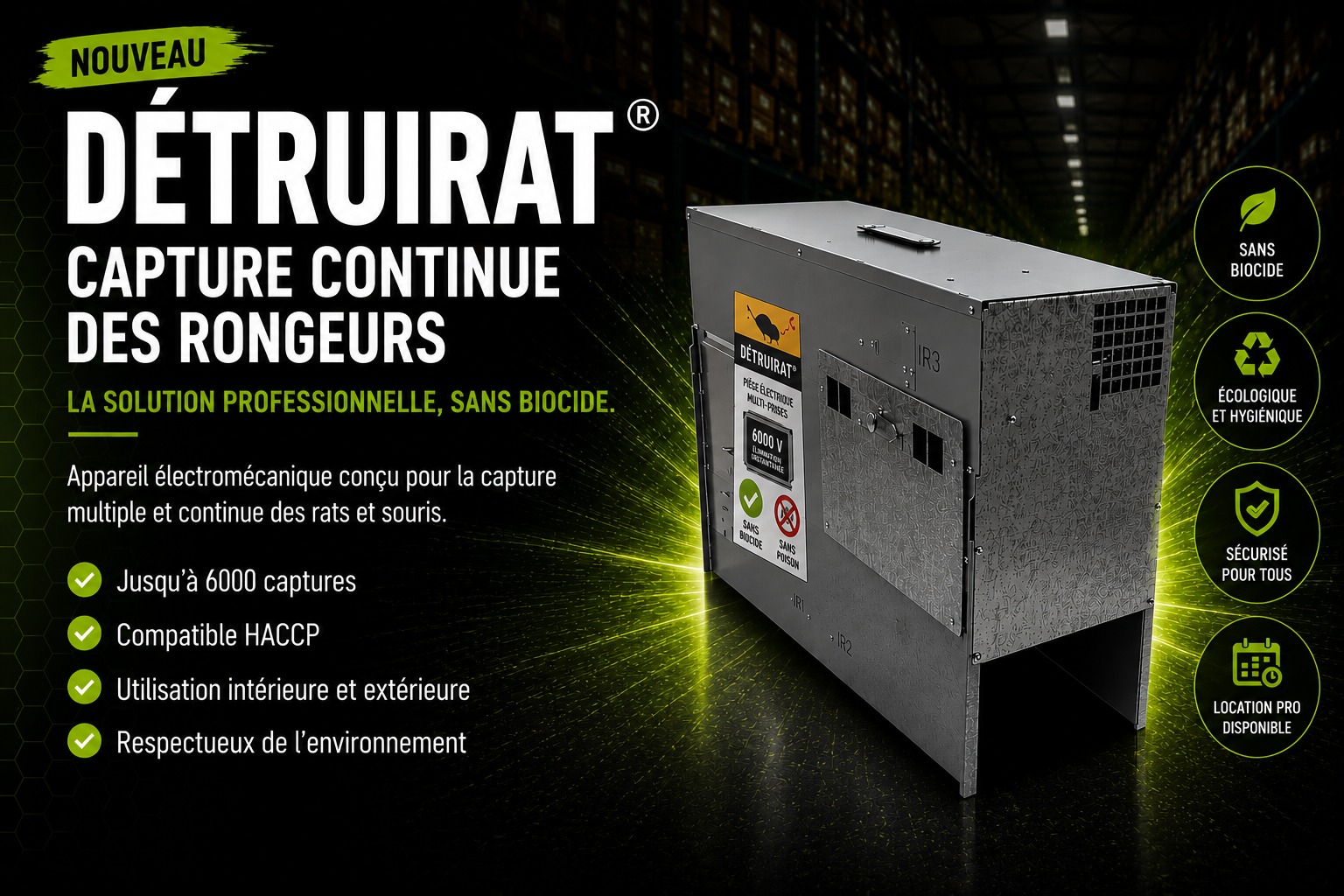 DETRUIRAT - Piège Électrique Multi-Capture Rats & Souris PRO